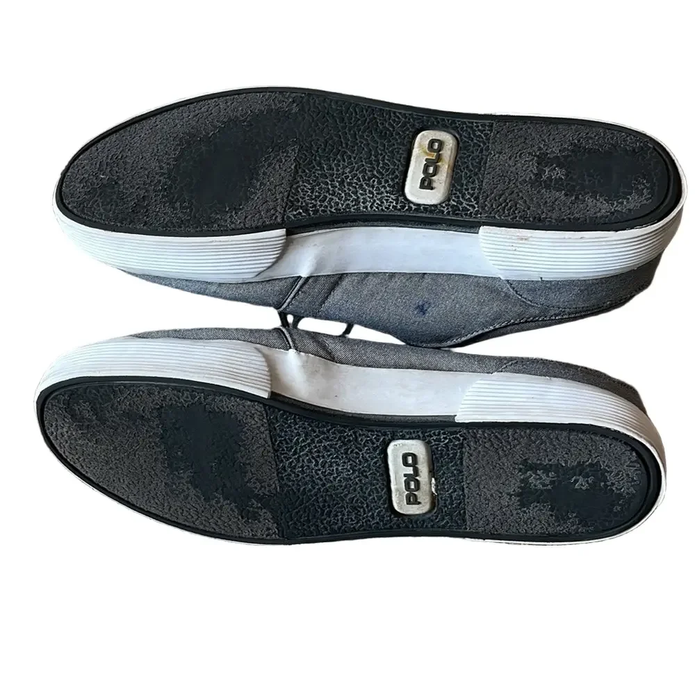 Polo Ralph Lauren Faxon Men’s Gray Canvas Sneakers Low Shoes ~ Sz 11